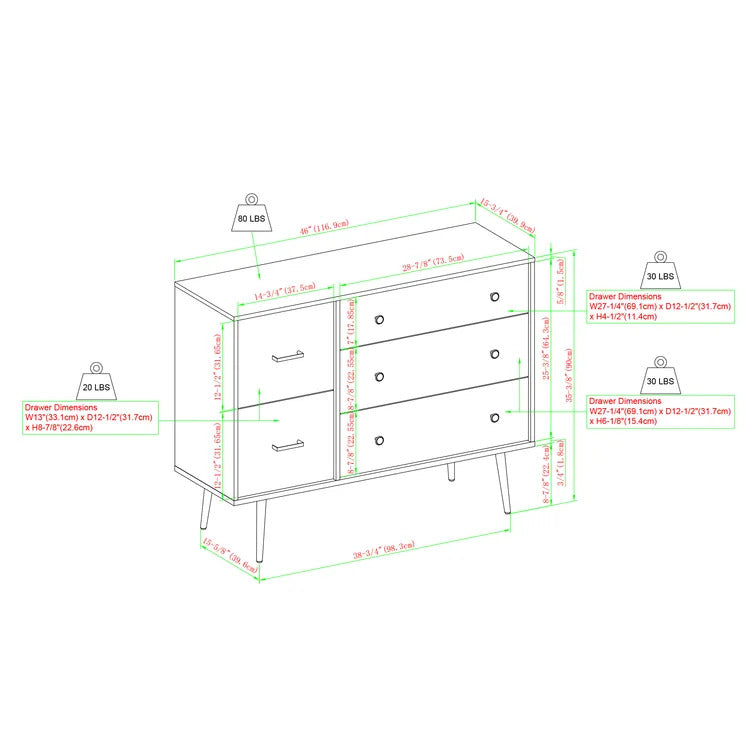 Finley 5 Drawer Chest Furniture City (Lahore)